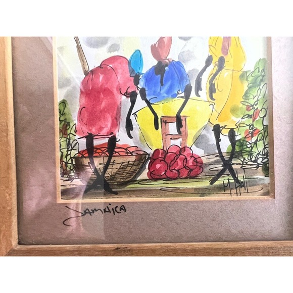 Jamaican Women Working Water Color Paintings- WallArt - By M.Hall Matted&framed - Picture 8 of 12